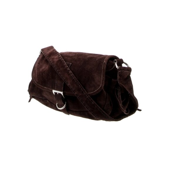 Prada Brown Suede Shoulder Bag - Picture 3 of 9